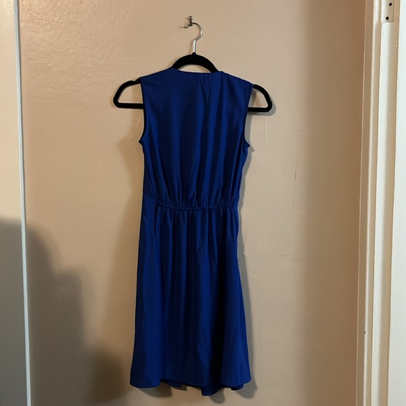 NWT H&M Royal Blue Sleeveless Front Zipper Pleat Cinch Waist Dress 2 - Picture 2 of 9